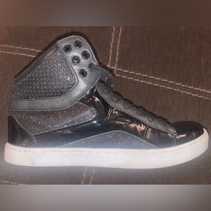 Black High Top Pastry Pop Tart Glitter Adult Women's Sneakers